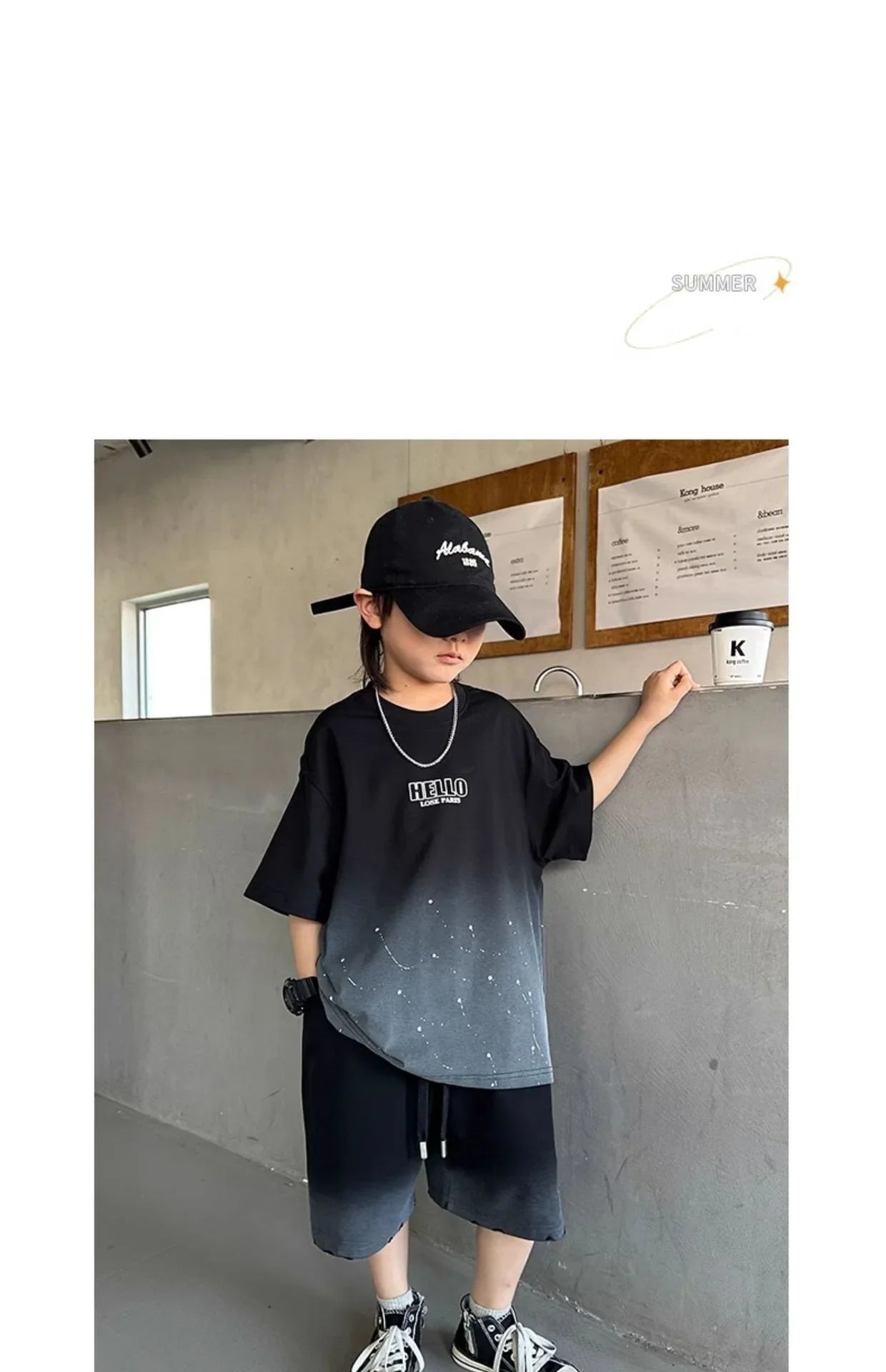 Summer Boys Cotton Leisure Star Print Gradient T-Shirt Top+Shorts Workout Set School Kids 2PCS Tracksuit Children Outfit 5-16 Yr