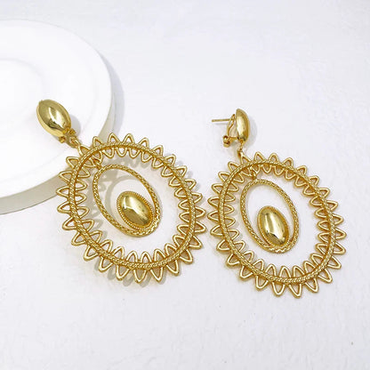 Gold Color Earrings For Women Fashion Jewelry 18k Gold Plated Big Drop Earrings Wedding Party Accessories Gift Trending