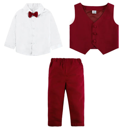 Baby Wedding Outfit Boy Toddler Baptism Suit Kids Birthday Party Easter Gift Clothes Infant Gentleman Xmas Clothing Set 3PCS