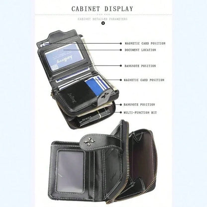 Women’s Retro Small Wallet – Mini Leather Credit Card Holder, Double-Fold Design with Zipper, Compact Aesthetic Wallet