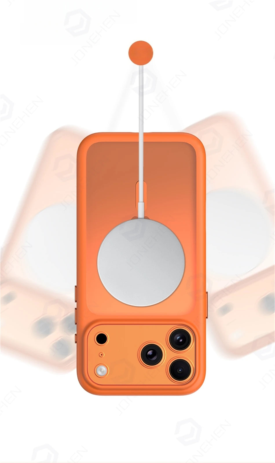 Magnetic Business Simplicity Shockproof Orange Bumper Camera Button Case For iPhone 17 16 15 14 Pro Max Clear Cover For Magsafe