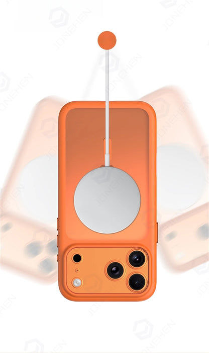 Magnetic Business Simplicity Shockproof Orange Bumper Camera Button Case For iPhone 17 16 15 14 Pro Max Clear Cover For Magsafe