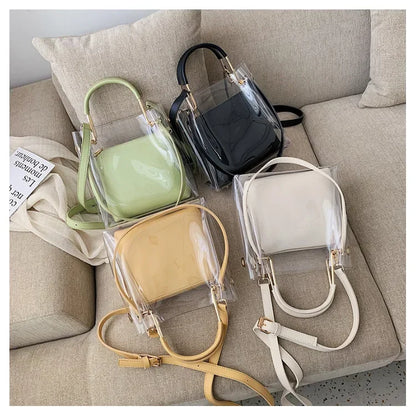 Fashion Transparent Women Shoulder Bag Jelly Candy Summer Beach Handbag for Female Messenger Bags Bolsa Totes Bucket Bag