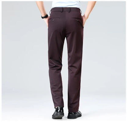 Men Suit Pants Light Thin Elastic Slim Fit Dress Pants Business Solid Casual Straight Leg Trouser Men Clothing Oversize 29-42