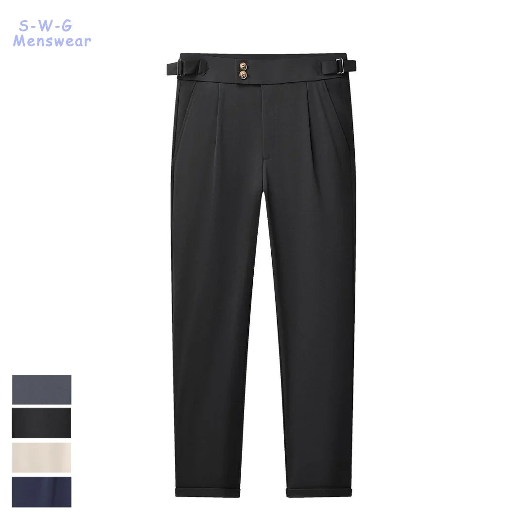 High Quality Mens Stretch Golf Pants Casual Slim Fit Dress Pants Adjustable Waist Tapered Work Cropped Trousers