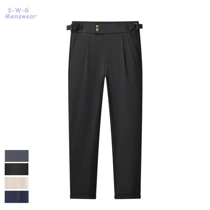 High Quality Mens Stretch Golf Pants Casual Slim Fit Dress Pants Adjustable Waist Tapered Work Cropped Trousers