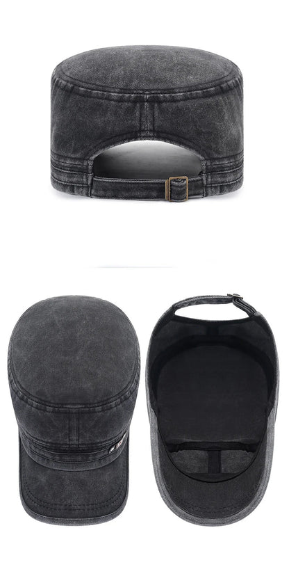 New Washed Hat Made Old Cotton Flat Top Autumn And Winter Peaked Hat Outdoor Breathable Faded Visor Hat Men
