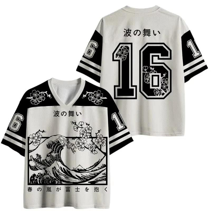Japanese Style Trendy Harajuku 3d Printed V-neck Jersey Adults Fashion Casual Y2k Breathable Quick Drying Tshirt Unisex Tops Tee