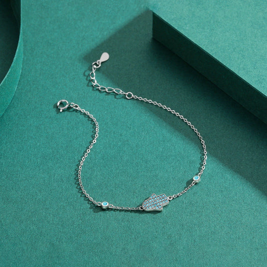 Mignon mains fantôme naturel Turquoise Bracelet pour femmes, bracelet à maillons en argent Sterling 925, bijoux Anti-allergie