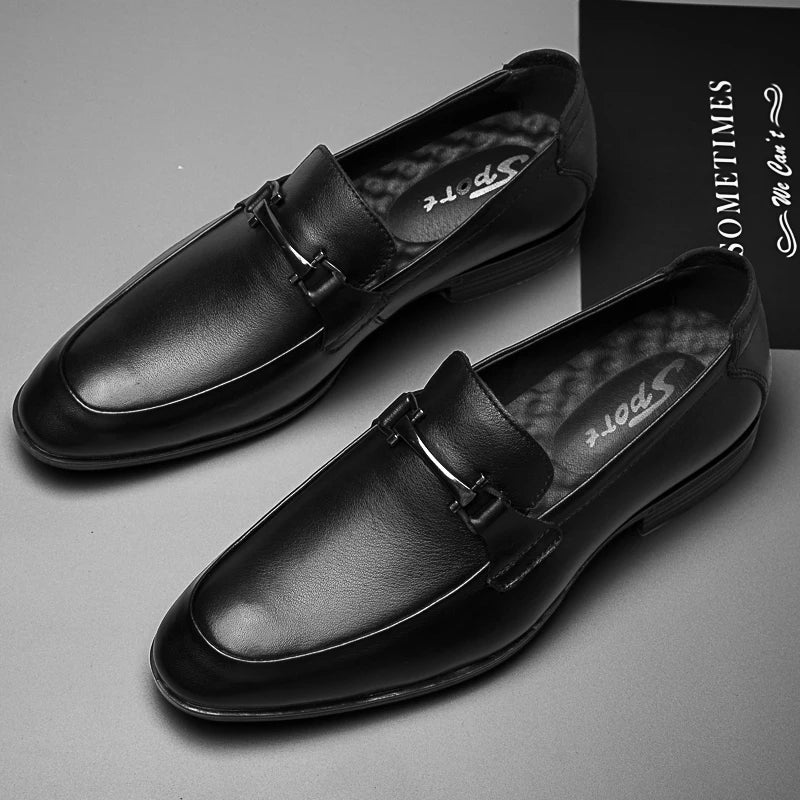 2024 New Luxury Brand Black Genuine Leather Gentleman Fashion Dress Shoes Men Business Loafers Men's Shoes Slip on Big Size 49