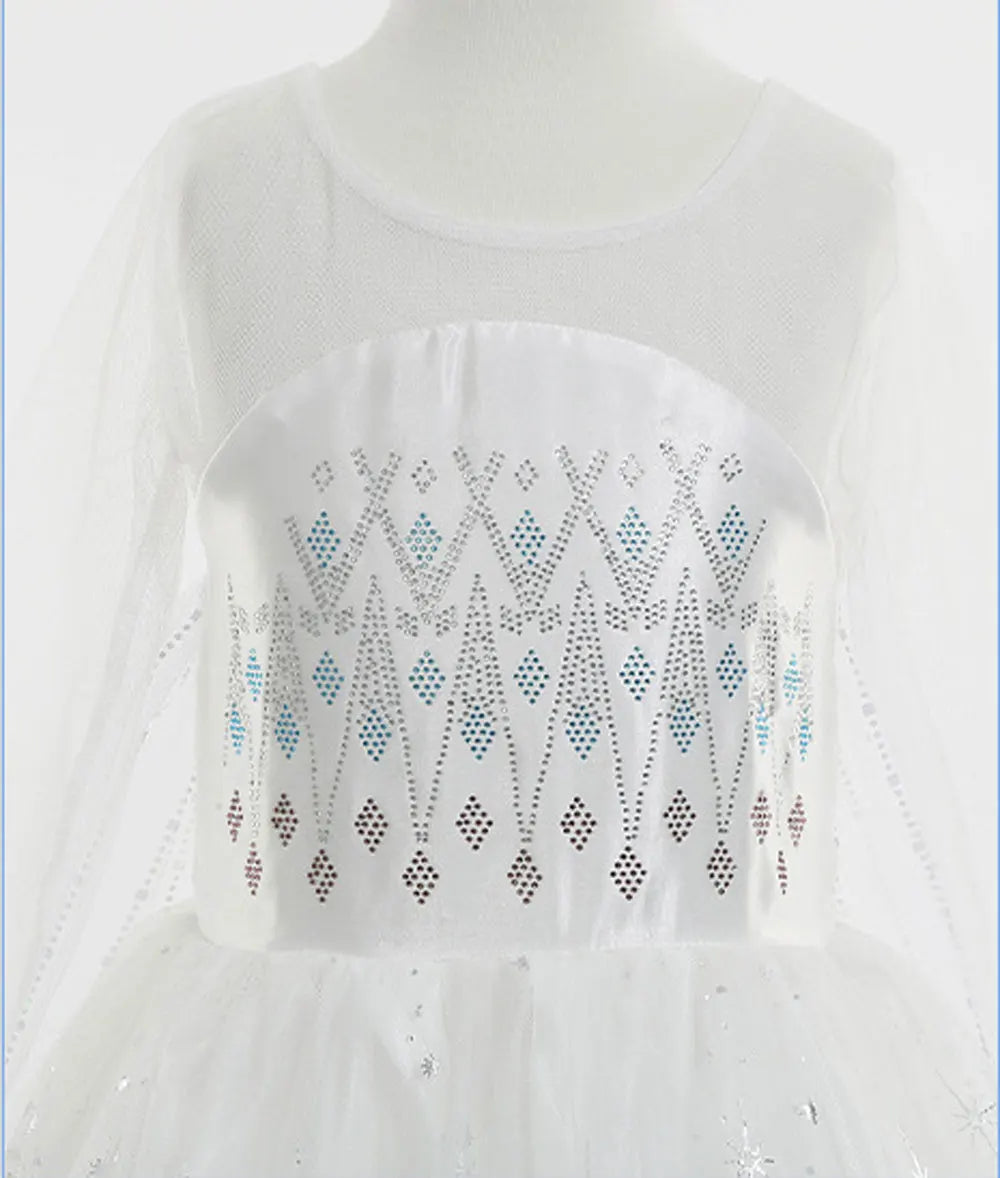 Halloween White Frozen Costumes for Girl Cosplay Elsa Princess Dress Long White Dress Halloween Carnival Dress Fire Spirit Olaf