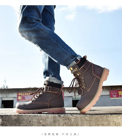 Genuine Leather Mens Women Winter Ankle Military Treking Snow Yellow Tactical Boots Outdoor for Men Work Shoes Sneakers