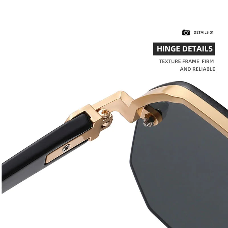 Semi-Rimless Sunglasses For Men Vacation Square Sunglasses Women Trendy Vintage Fashion Glasses Gafas De Sol Hombre Zonnebril
