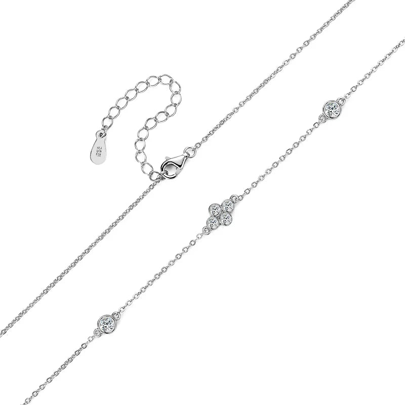 3mm&2mm Moissanite Choker Necklaces Collar Plata 925 Sterling Silver Clavicle Chain Necklace For Women Neck Jewellry Gift