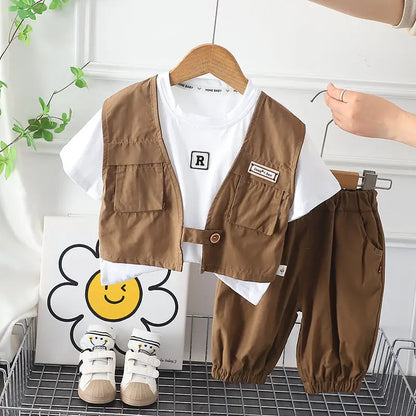 New Summer Baby Clothes Suit Children Boys Girls Gentleman T Shirt Shorts 2Pcs/Set Toddler Casual Clothing Infant Kids Tracksuit