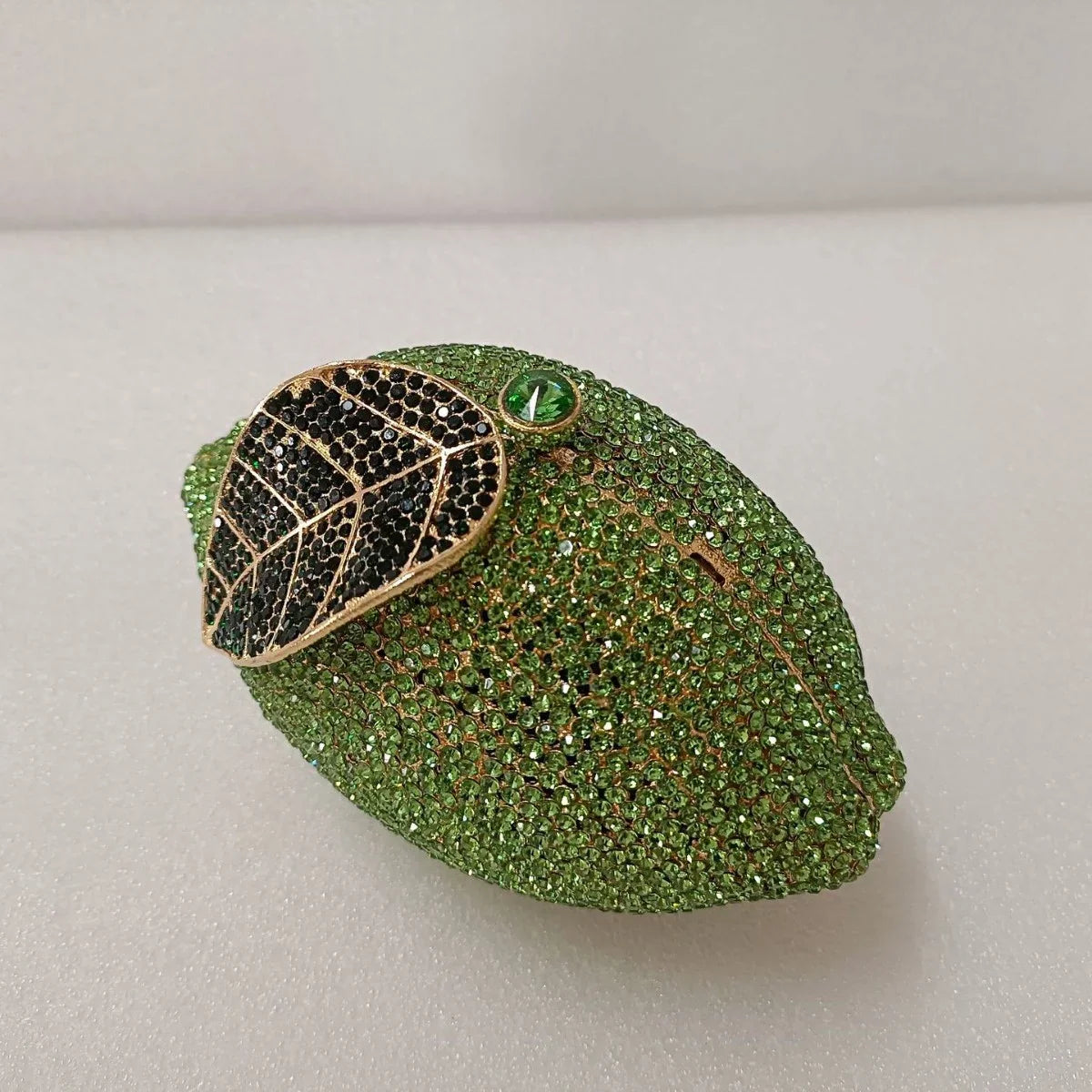 Green Lemon Shaped Rhinestone Handbags for Cocktail Party Women Gorgeous Crystal Wedding Bridal Cutch Purse Evening Bags