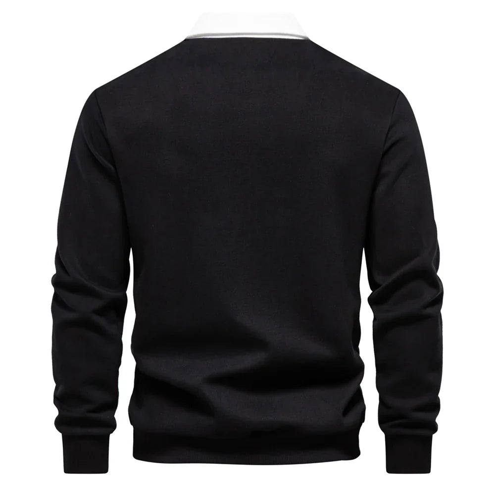 2023 New Autumn Fashion Design Polo Neck Sweatshirts for Men Casual and Social Wear Quality Cotton Mens Sweatshirts