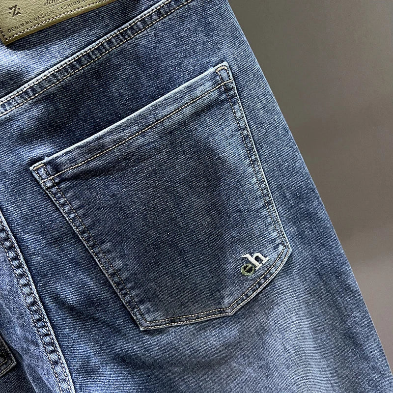 Men's Loose Harem Jeans Classic Blue Fashion Elastic Tapered Small Feet Denim Pants Streetwear Youth Ankle Length Trousers