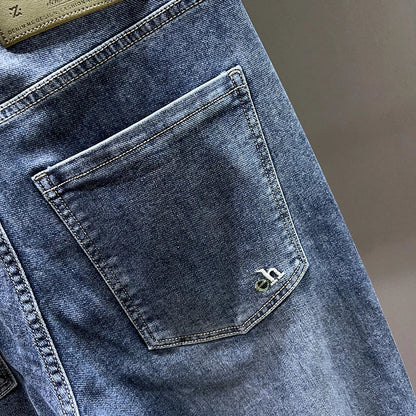 Men's Loose Harem Jeans Classic Blue Fashion Elastic Tapered Small Feet Denim Pants Streetwear Youth Ankle Length Trousers