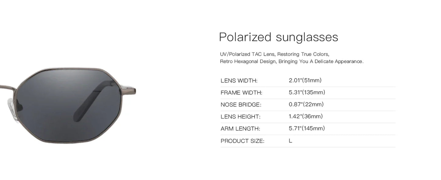 Retro Small Polygon Polarized Sunglasses Women Metal UV400 Sun Glasses Men Anti-Glare UV400 Goggles Driving Eyewear