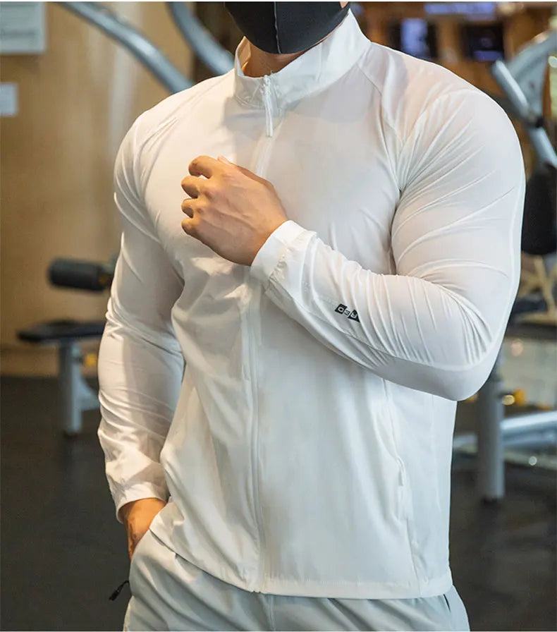 Men's Running Training Elastic Coat Outerwear Gym Tights Jacket Outdoor Cycling Sweatshirt Dry Fit Breathable Compression Tops