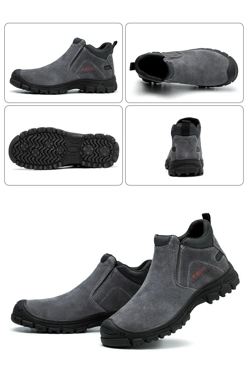 Mens Steel Toe Safety Shoes Breathable Soft Non Slip Work Boots Protective Comfortable Footwear for Men Insulation 6KV Shoes