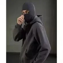women's Men's and Balaclava Y2K Gothic Harajuku winter new item double hooded sweatshirt men's hooded mask zipper sportswear