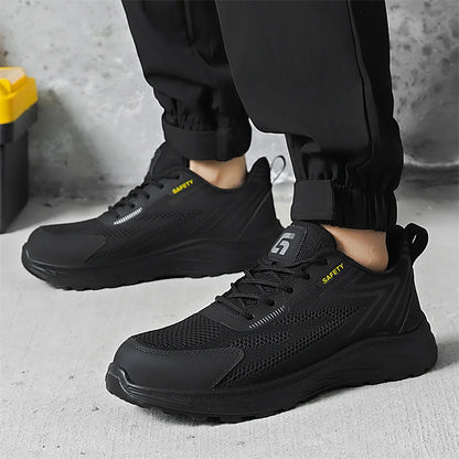 Summer Breathable Men Labor Shoes Lightweight Work Safety Boots Sneakers Anti Nail Indestructible Steel Toe Male Footwear