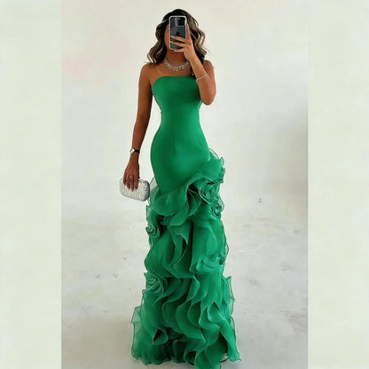 Elegant  Asymmetrical Prom Gown Tiered Layers Party Dress for Women Mermaid Evening Dresses Formal Occasion Dresses Customized