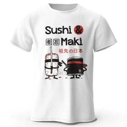 Kawaii Sushi Harajuku Printed 100% Cotton T-Shirt, Soft & Breathable Round Neck Short Sleeve Tee, Unisex Cute Style