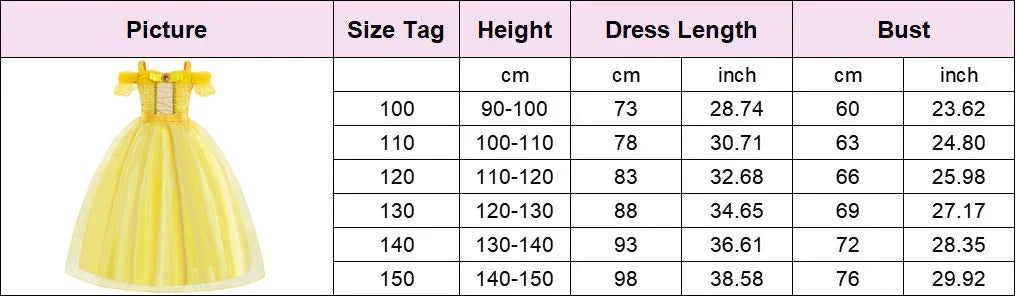 Kids Belle Costume Girl Halloween Princess Cosplay Party Dress Children Birthday Clothes Carnival Fancy Dress