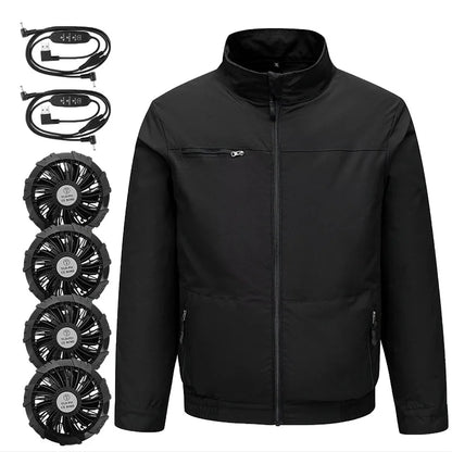 Summer Cooling Jacket Four Hole Fan Clothing Men USB Refrigeration Air Conditioning Clothes Outdoor Labor Protection Workwear