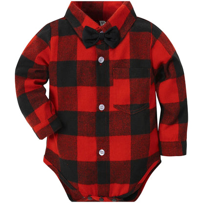 Baby Boys Dress Shirt Newborn Baptism Bodysuit Infant Wedding Christening Chritmas Formal One Piece Gentlemen Party Rompers