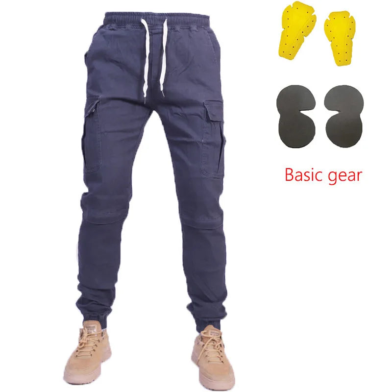 Motorcycle Riding Jeans Pants Elastic waist and ankle tied casual pants Soft And Casual Inset Gear Layer On Hips And Knees