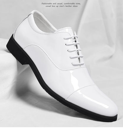 Korean Black White Leather Shoes for Men Big Size Business Casual Shoes Male Spring Autumn Lace Designer Fashion Shoe Man