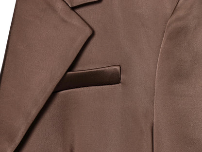 backless Satin Texture Blazers Women Fashion Autumn Winter Back hollow design Long Sleeve Single Buckle Suits Jacket coats
