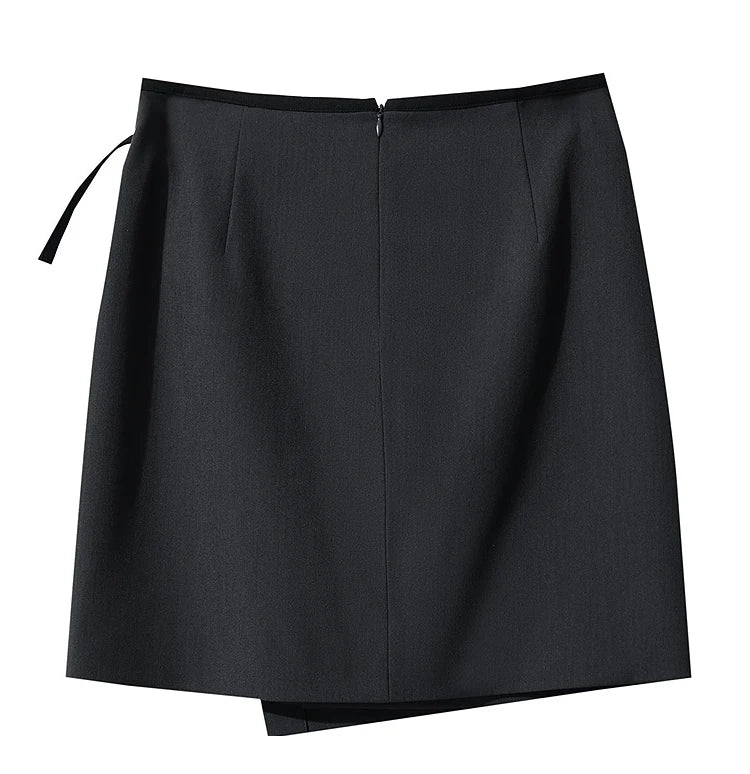 Minimalist Women's Skirt 2025 Spring New Office Lady Versatile Fashion Asymmetric Wrinkle A-line Half-body Skirt 12511092