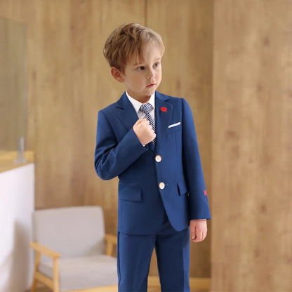 2-14 Yrs Toddler Suit Set with Rose Embroidery 3-Piece Formal Conmmunion Tuxedo Jacket Pants Tie Fast Delivery DTLumika