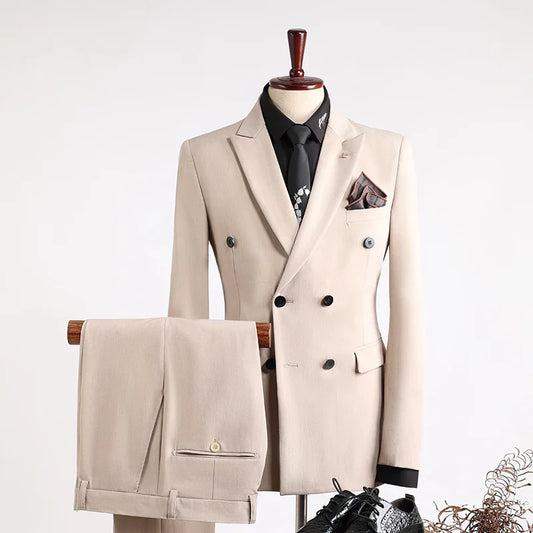 Classic Men Suit Sets Wedding Banquet Groomsman High Quality Blazer Pants 2 Pieces Evening Prom Male Leisure Slim Fit Outfits