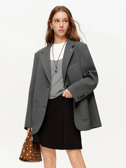 2026 Plus Size Spring New Women's Classic Oversized Blazer, Wide Shoulder Structured Jacket, Y2K Retro Office Chic Coat