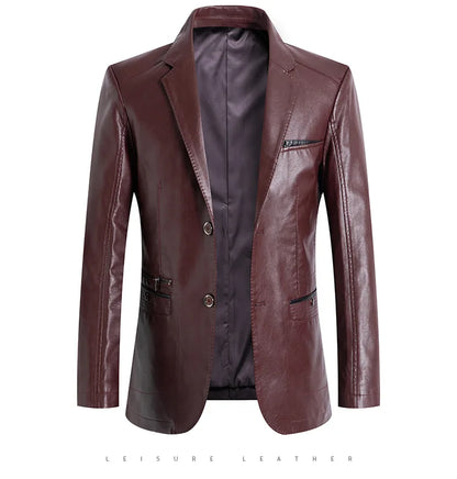 2025 Autumn Jacket Men Solid Color Leather Coat Jacket Casual Motorcycle Biker Coat Leather Jackets Male Big Size 6XL 7XL
