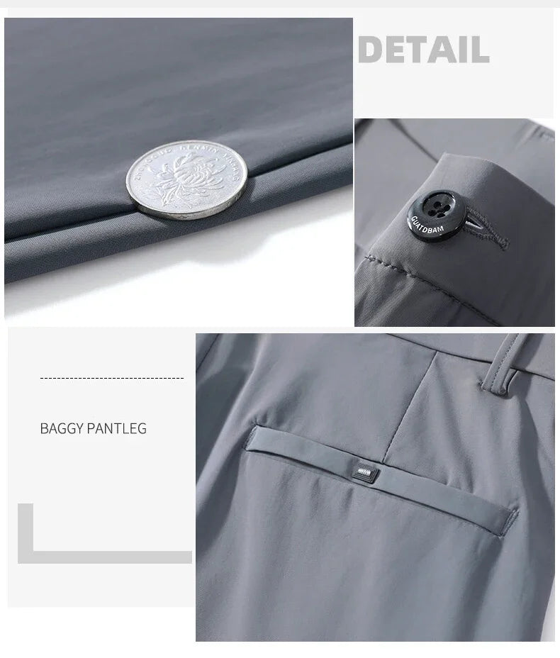 Summer New Stretch Soft Suit Pants Men Thin Fashion Business Elastic Waist Korean Slim Brand Clothes Casual Formal Trousers Male