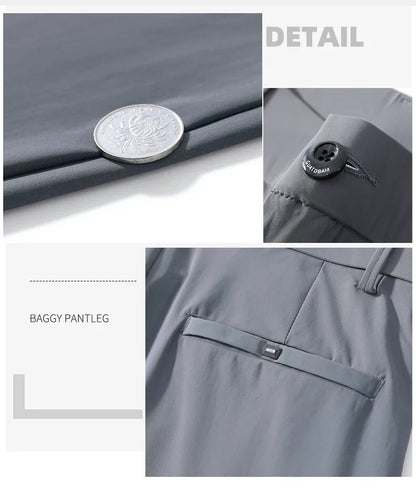 Summer New Stretch Soft Suit Pants Men Thin Fashion Business Elastic Waist Korean Slim Brand Clothes Casual Formal Trousers Male