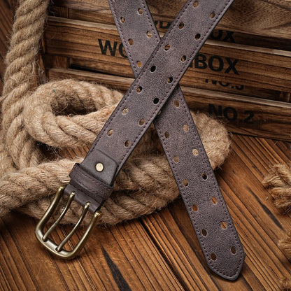 A Men's and Women's Casual Retro Belt Western Style! PU Leather Belt with Metal Buckle, Suitable for Daily Work Wear