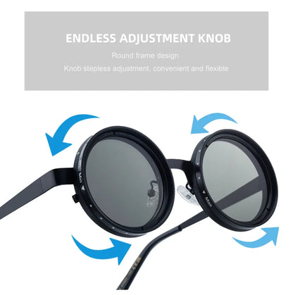 Cycling ND2-400 9 Level Adjustable Dimming Polarized Sunglasses Men Women Fishing Punk Round Glasses Eyeglasses ND Filter