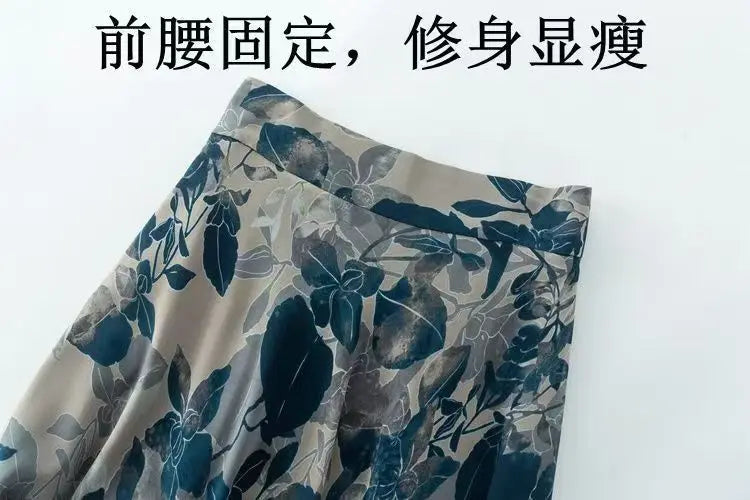 Women's Floral Print Chiffon Maxi Skirt High Waist A-line Casual Summer Skirt