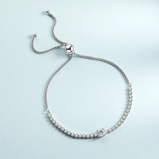 Bracelet de tennis en moissanite ronde 1,7 carat véritable pour femme, fille, soirée, en argent sterling 925, maillons diamantés