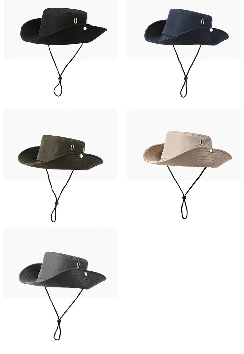 Spring And Summer New Hat Men's Outdoor Mountaineering Sunshade Fisherman Hat Summer Large Brim Breathable Sunscreen Fishing Hat