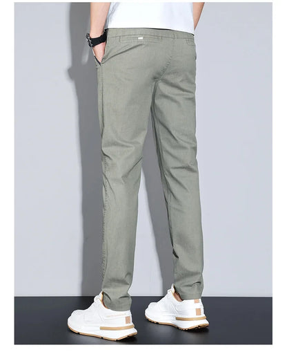 Cotton Thin Men's Business Casual Pants Summer Straight Slim Fit Fashion Stretch Solid Trousers Korean Men's Pants Size 28-38