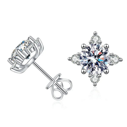 1ct 6.5mm D Color Moissanite Earrings 925 Sterling Silver  with White Gold Plated Stud Earring Wedding Jewelry for Women